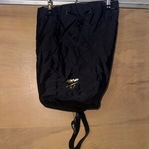 Black Drawstring Bucket Bag by Unknown Brand